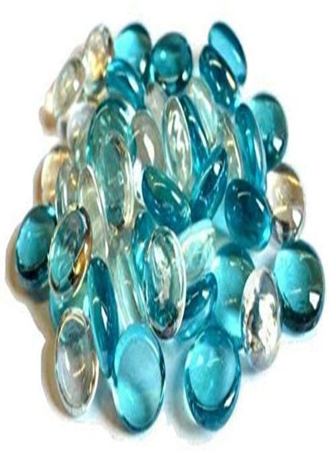 Power Stone Decorative Super Shiny Glossy Glass Pebbles Stone for Vase Fillers Plant Pots Home Garden & Outdoor Decoration (Aqua & Clear, 4 Kg) - Image 1